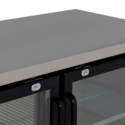 Two Door Commercial Glass Door Bar Fridge with Stainless Steel Counter - B215G