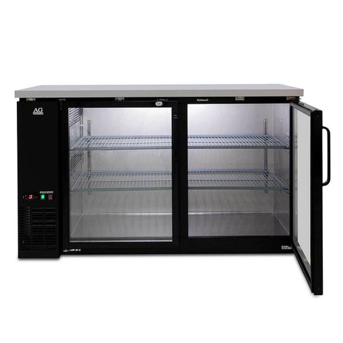 Two Door Commercial Glass Door Bar Fridge with Stainless Steel Counter - B215G