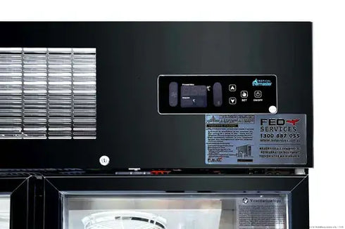 Thermaster Single Glass Door Upright Fridge Black Stainless Steel - SUCG500B