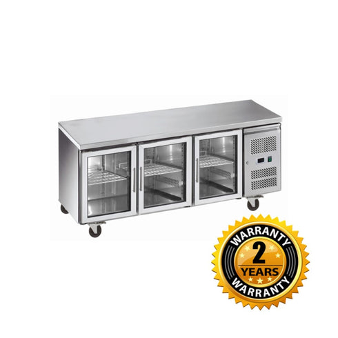 Exquisite Three Glass Door Underbench Fridge - USC400G