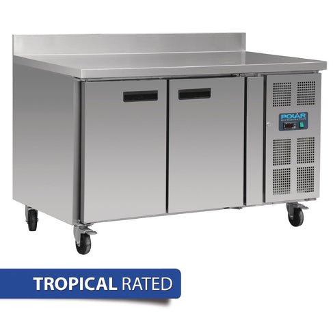 Polar U-Series 2 Door Counter Fridge with Upstand 282Ltr DL914-A