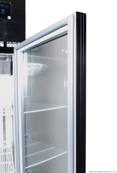 Thermaster Single Glass Door Upright Fridge Black Stainless Steel - SUCG500B