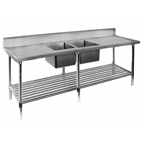 FED Double Centre Sink Bench with Pot Undershelf - DSB7-2400C/A