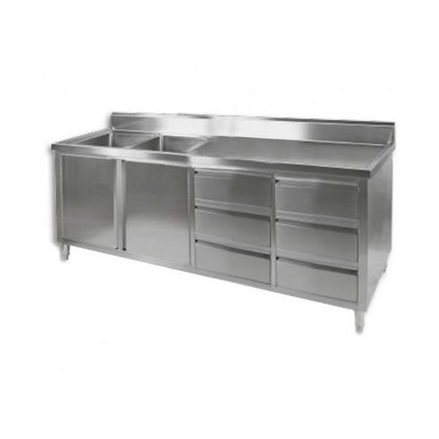 FED Sink Cabinet with Left Double Bowls - DSC-2100L-H