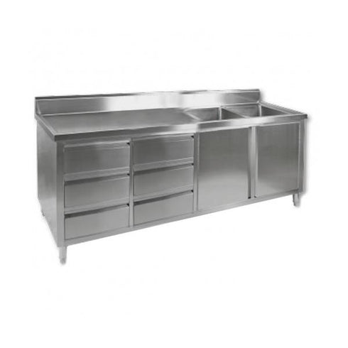 FED Sink Cabinet with Right Double Bowls - DSC-2400R-H