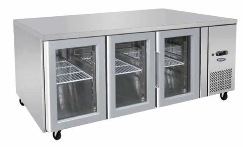 Atosa Stainless Steel 3 Glass Doors Bench Fridge - EPF3731