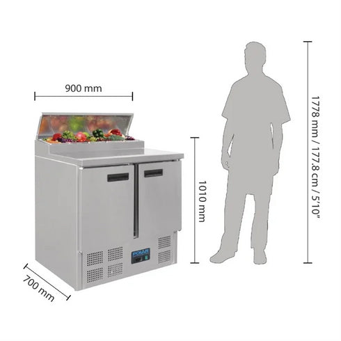 Polar G-Series 2 Door Pizza Prep Counter Fridge 254Ltr G604-A