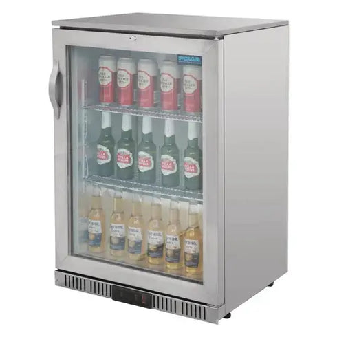 Polar G-Series Counter Back Bar Cooler with Single Hinged Door Stainless Steel 138Ltr GL007-A