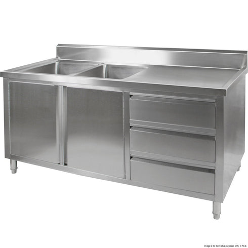FED Sink Cabinet with Left Double Bowls - DSC-1800L-H