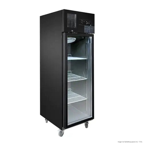 Thermaster Single glass door upright freezer black stainless steel - SUFG500B