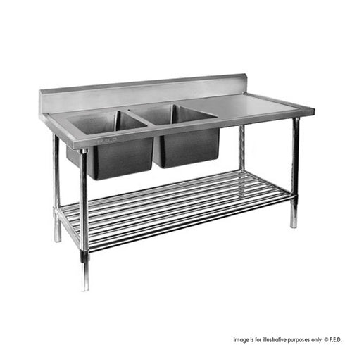 FED Double Left Sink Bench with Pot Undershelf - DSB7-2100L/A