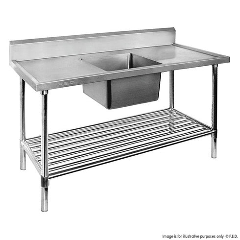 FED Single Centre Sink Bench & Pot Undershelf - SSB7-1500C/A