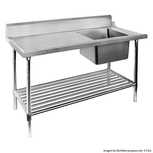 FED Right Inlet Single Sink Dishwasher Bench - SSBD7-1200R/A