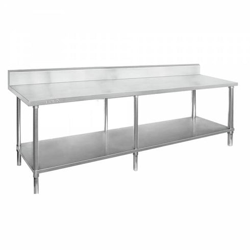 FED Full 304 Grade Stainless Steel Bench with Splashback - WBB6-2100/A