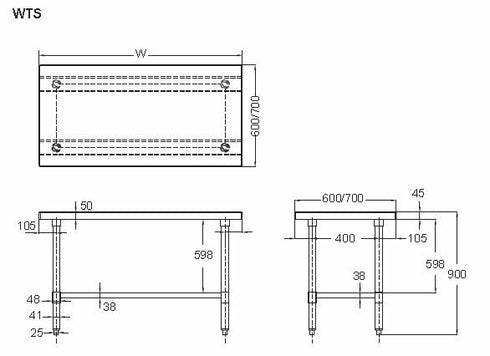 Flat Top Work Bench-W900 X D600 X H900 - WTS609