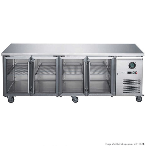 FED-X Four Glass Door Bench Fridge - XUB7C22G4V